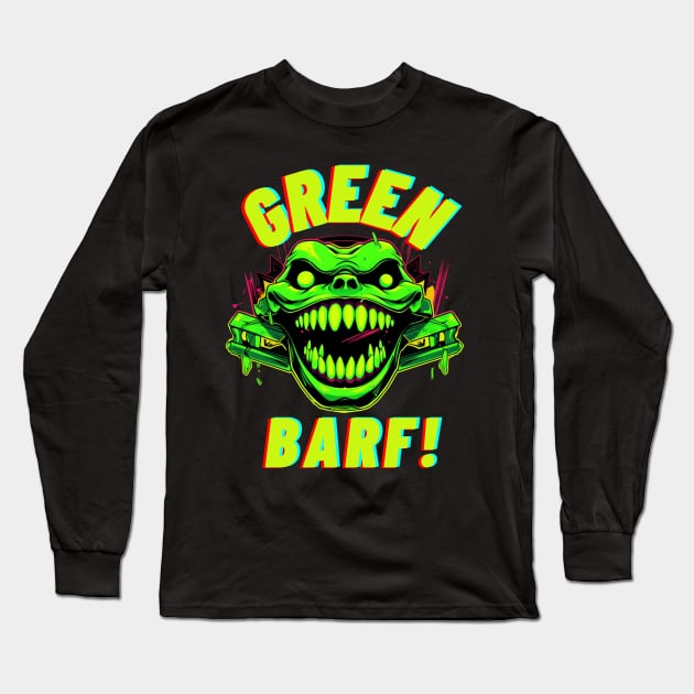 SmirkBot: Diseño Ciberpunk con Cara Verde y Sonrisa Exagerada, Un Estilo Único y Futurista Long Sleeve T-Shirt by Green Barf!